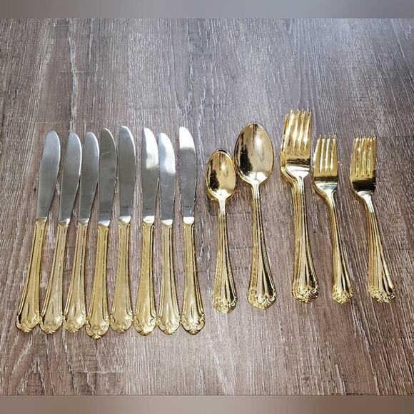 Hampton Silversmiths Versailles 235 Flatware 24kt Gold Plated lot of 48 pieces‎ - Picture 2 of 15